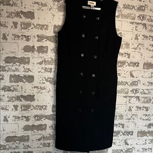 Talbots Black Sleeveless Double-Breasted Midi Dress